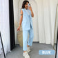Women’s Stylish Sleeveless Blazer & High-Waisted Pants Set