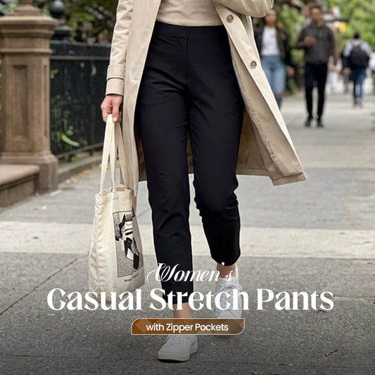 🔥New Arrival💕Women's High-Waisted Elastic Pants with Zipper Pockets