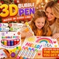 🔮Magic Pen – Draw 3D with one stroke!🎄 DIY Bubble Popcorn Drawing Pens 🔥