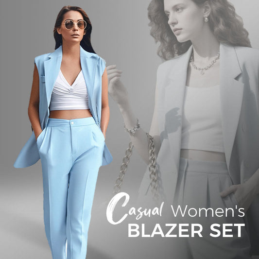 Women’s Stylish Sleeveless Blazer & High-Waisted Pants Set