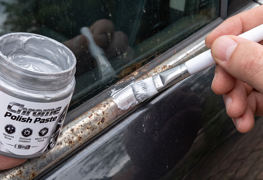 Brush treating a window trim