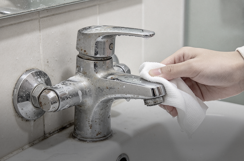 Buildup on a faucet