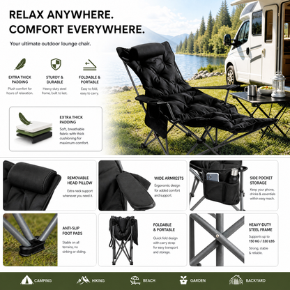 🪑 50% OFF! 🌿 Portable Adjustable Outdoor Folding Chair – Lightweight, Sturdy & Multi-Purpose – Perfect for Garden, Camping, Beach or Patio – Effortless to Carry & Set Up 🏕️✨