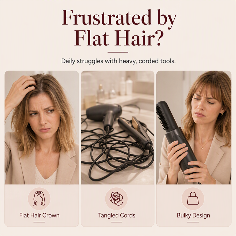 ✨Portable Wireless Mini Hair Styler with Comb – More Volume & A Naturally Full Look