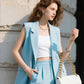Women’s Stylish Sleeveless Blazer & High-Waisted Pants Set