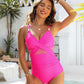 👙Vacation Hot Sale 49%🩱Metallic Accent Mesh Panel One-Piece Swimsuit