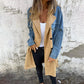 🌸Spring Revamp🌸Mid-Length Trench Coat with Denim Jean Stitching - Perfect for Spring!