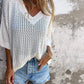 🔥Hot Sale 50% OFF🔥V-neck Hollow Knitted Top🍀