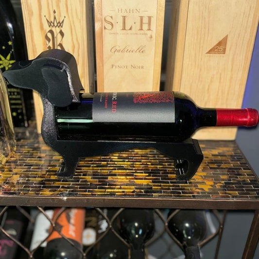 Soporte para botellas de vino de perro salchicha