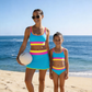 🌼Color Block Patchwork Nylon Sporty 3-Piece Bikini Set - High Waisted & Tummy Control Swimsuit👙🌈