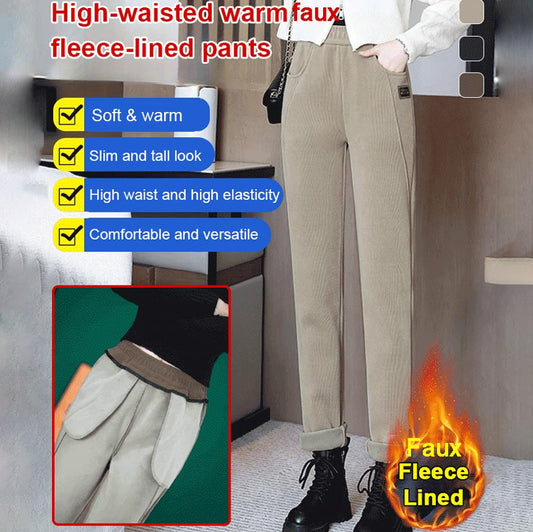 🔥Oferta por tiempo limitado🔥 Pantalones de vellón de vellón calientes de cintura alta para mujeres