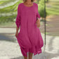 🌼Last Day Sale 49% OFF🌼Women's Elegant Solid Color Round Neck Loose Fit Dress