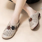 Women's Elegant PU Leather Slide Sandals with Floral Design