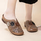 Women's Elegant PU Leather Slide Sandals with Floral Design