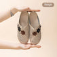 Women's Elegant PU Leather Slide Sandals with Floral Design