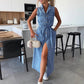 💥Solid Button Pocket Denim Dress