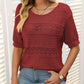 🎉Hot Sale 49% OFF🎉Women's Round Neck Hollow Knit Crochet Short Sleeve Sweater
