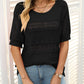 🎉Hot Sale 49% OFF🎉Women's Round Neck Hollow Knit Crochet Short Sleeve Sweater