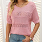 🎉Hot Sale 49% OFF🎉Women's Round Neck Hollow Knit Crochet Short Sleeve Sweater