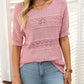 🎉Hot Sale 49% OFF🎉Women's Round Neck Hollow Knit Crochet Short Sleeve Sweater