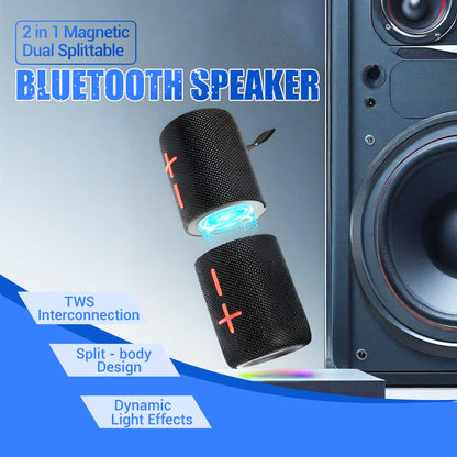🥳2026 HOT SALE🥳💞50K+ SOLD!💥🏕️🎶 50% OFF! 2‑in‑1 Splittable Speaker – Magnetic join or separate. 20W rich sound, 4000mAh long play. Bluetooth 5.3, TF & AUX. Your outdoor companion. 🛡️🕊️