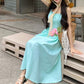 Sweet Square Neck Waist-Cinching Strap Dress