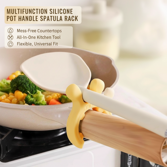 🎉 6-in-1 Silicone Pot Handle & Utensil Holder – Heat Resistant, Space Saving & Easy Clean 📦