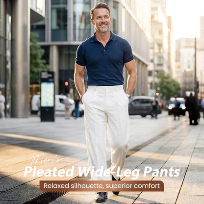 💎 50% OFF! 💎 Men’s Casual Pleated Wide-Leg Pants – Breathable Polyester, Modern Silhouette & Functional Pockets 👖✨