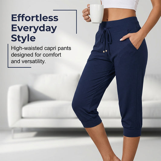 💎 50% OFF! 💎 Drawstring Waist Cropped Sweatpants – Soft Polyester, Capri-Length & Side Pockets (6 Colors, S–3XL) 👖🌸