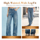 Women's Floral Jacquard Wide-Leg Denim Pants