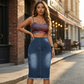 👗 Women’s High-Waist Frayed Hem Denim Skirt – Trendy, Comfortable & Effortlessly Chic ✨💖
