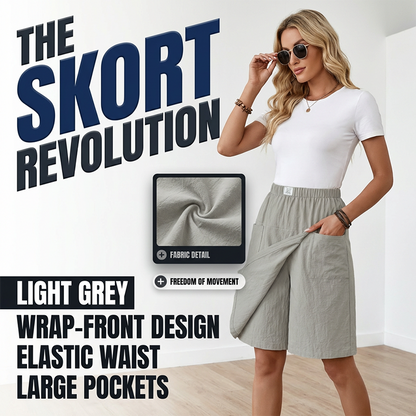 ⏳LAST DAY SALE 50% OFF !!📢Women's Casual Elastic Waist Wrap Skort