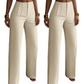 Women's Elegant Pleated Wide-Leg Suit Pants - High-Waist, Flowy & Versatile