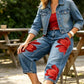 🎁2026 New Arrivals 50% OFF💥Artistic Flower Wide-Leg Jeans for Women