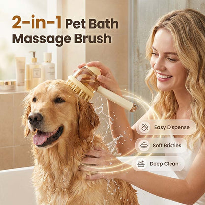 Pet Bath Massage Brush with Shampoo Dispenser