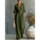 ⌛50% Off💟Women's V-Neck High Waist Wide Leg Jumpsuit