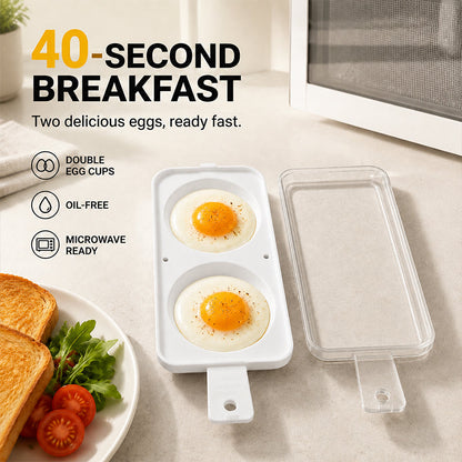 🥳2026 HOT SALE🥳💞50K+ SOLD! 🥚🎁 50% OFF! Microwave Egg Cooker ! 40s cooking, dual compartments & food-grade PP. Healthier than frying – stock up & save! 🏠✅