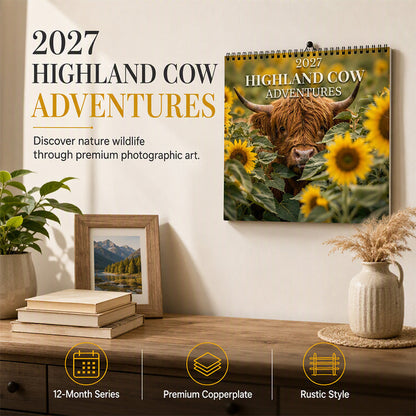🐂 2027 Highland Cow Calendar – Rustic Beauty & Daily Planning
