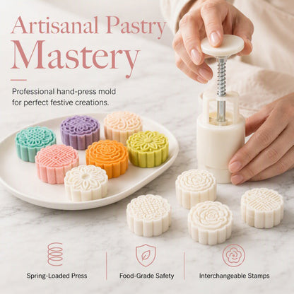 📢📢50% OFF !! ⏰Hand Press Mooncake Mold Set