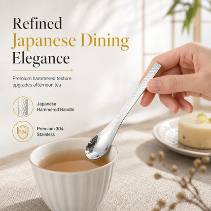 🥄 LIMITED‑TIME 50% OFF! 🍮 Stainless Steel Hammered Dessert Spoon 🍽️