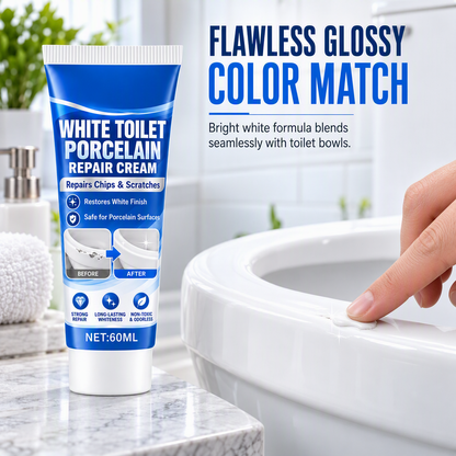 🚽50% OFF NOW! White Toilet Porcelain Repair Cream – Waterproof Chip Scratch Repair Paste, Restore Ceramic Sink Bathtub & Tile Surface