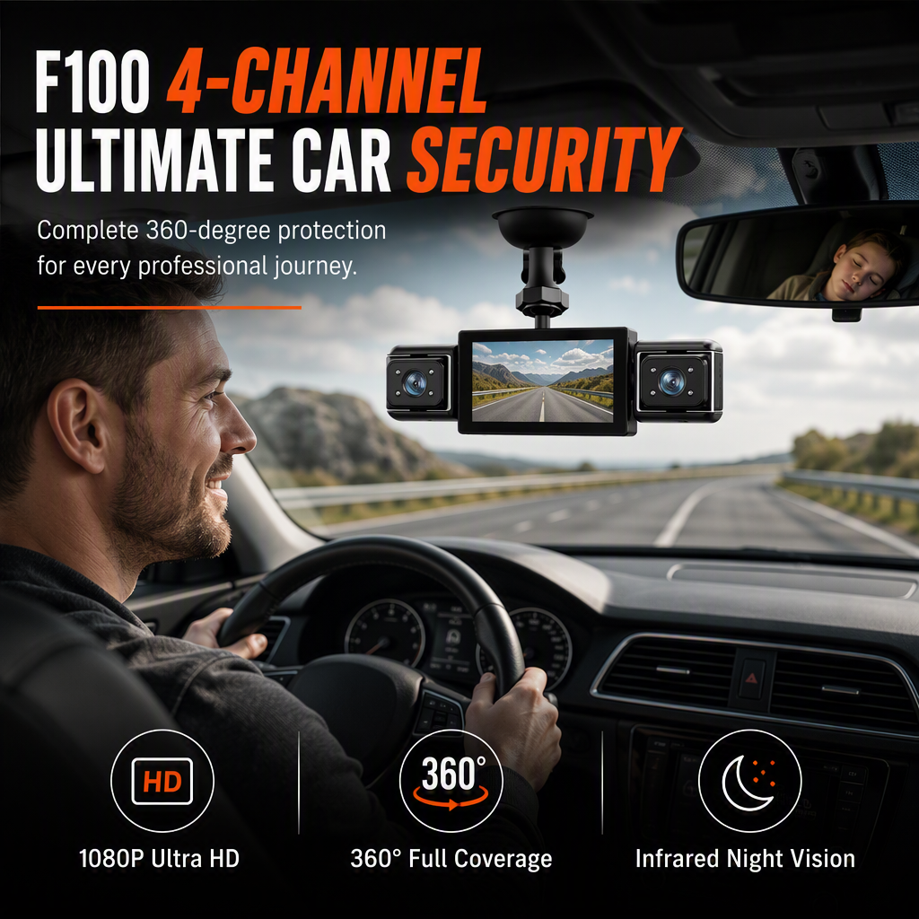 📹 LIMITED-TIME 50% OFF! ⚡ F100 4-Lens Dash Cam –1080P HD, Infrared Nig ...