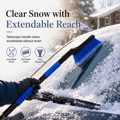 Extendable Car Snow Shovel with Snow Brush & Scraper