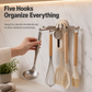 🎁 Buy 1 Get 1 Free! Rotating 5-Hook Rack – Drill-Free Storage for a Clutter-Free Kitchen ✨🏠