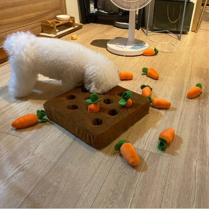 🥕 Carrot Plush Dog Toy – Interactive Pull-Out Carrot Patch Mat for Playful Pups
