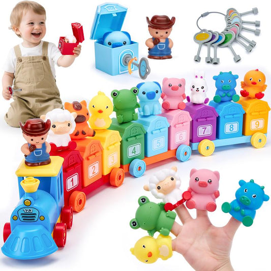 🚂Xmas Sale - 50% OFF✨ 2-in-1 Learning Train Toy Set – Interactive Educational Railway Toy for Toddlers