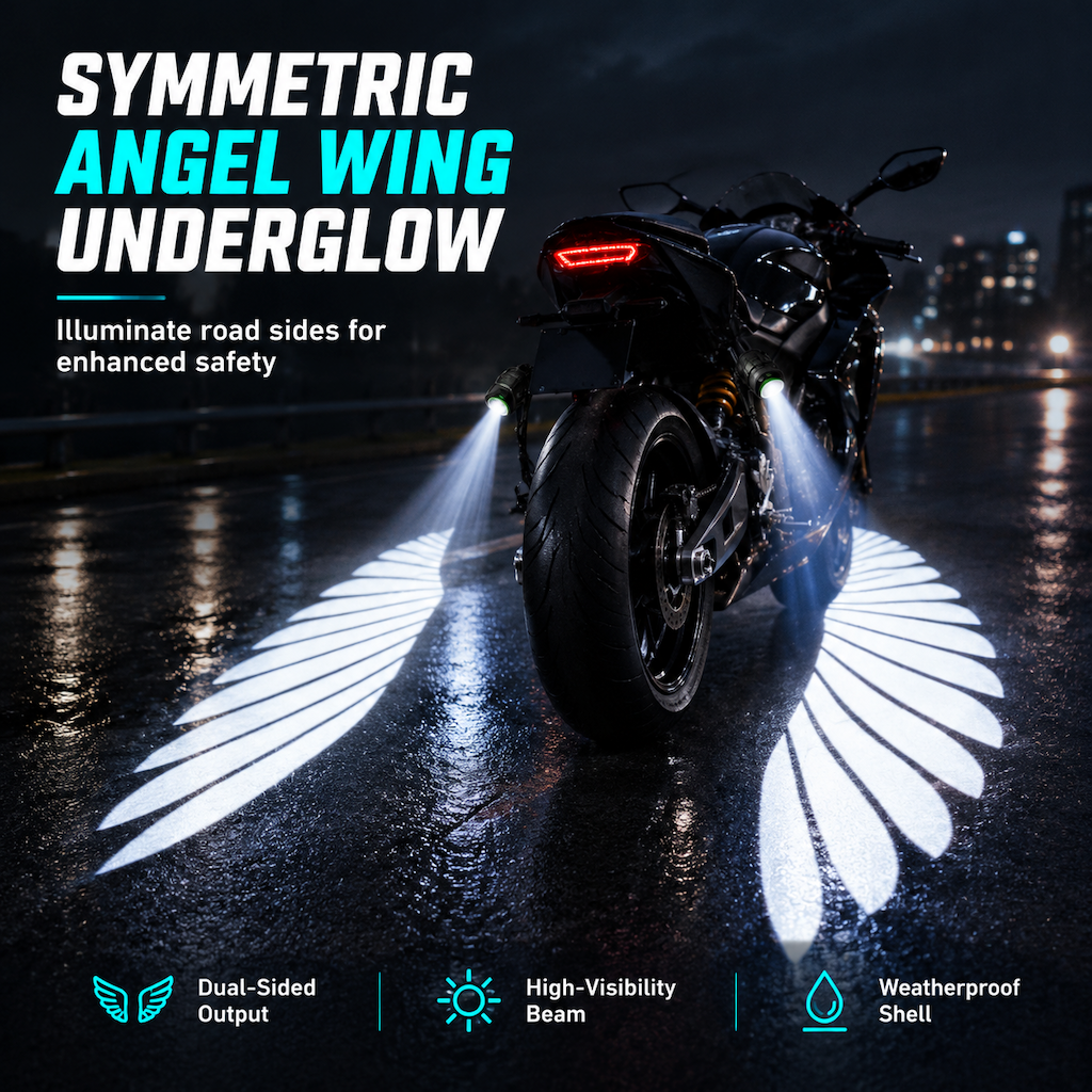 🏍️Motorcycle LED Angel Wings Ground Projection Lights – melbob